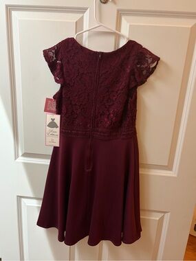 Rare Editions Girls Lace Bodice Dress in Burgundy